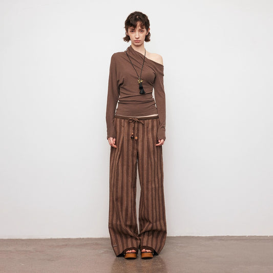 Dpercent | Striped straight-leg trousers