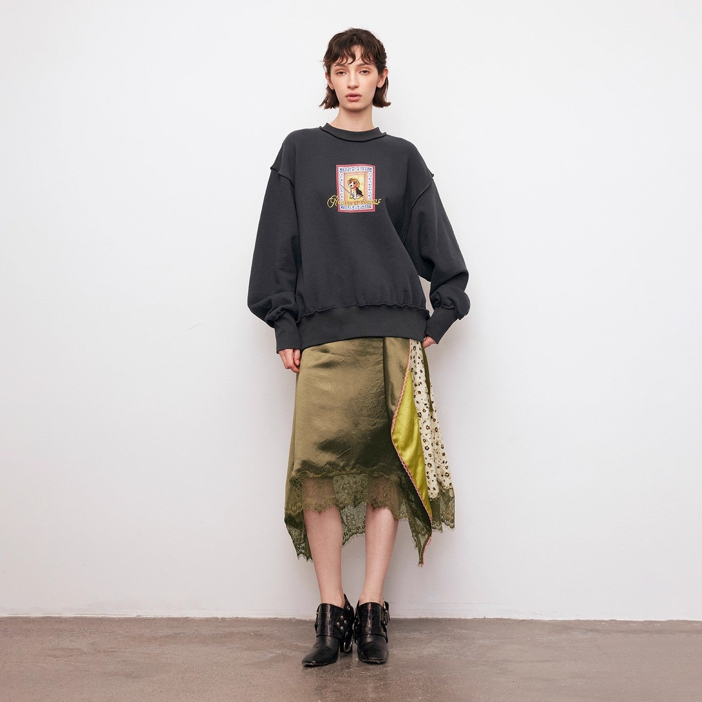 Dpercent | Acetate Satin Mid-Length Skirt