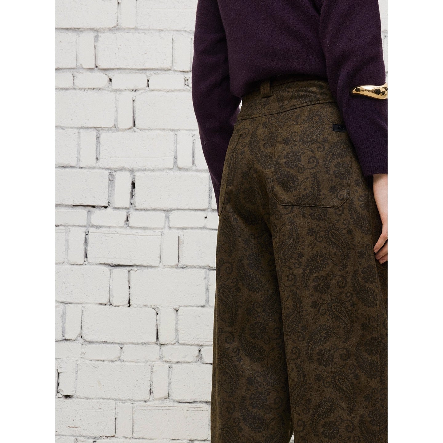 Dpercent | Suede print loose casual pants