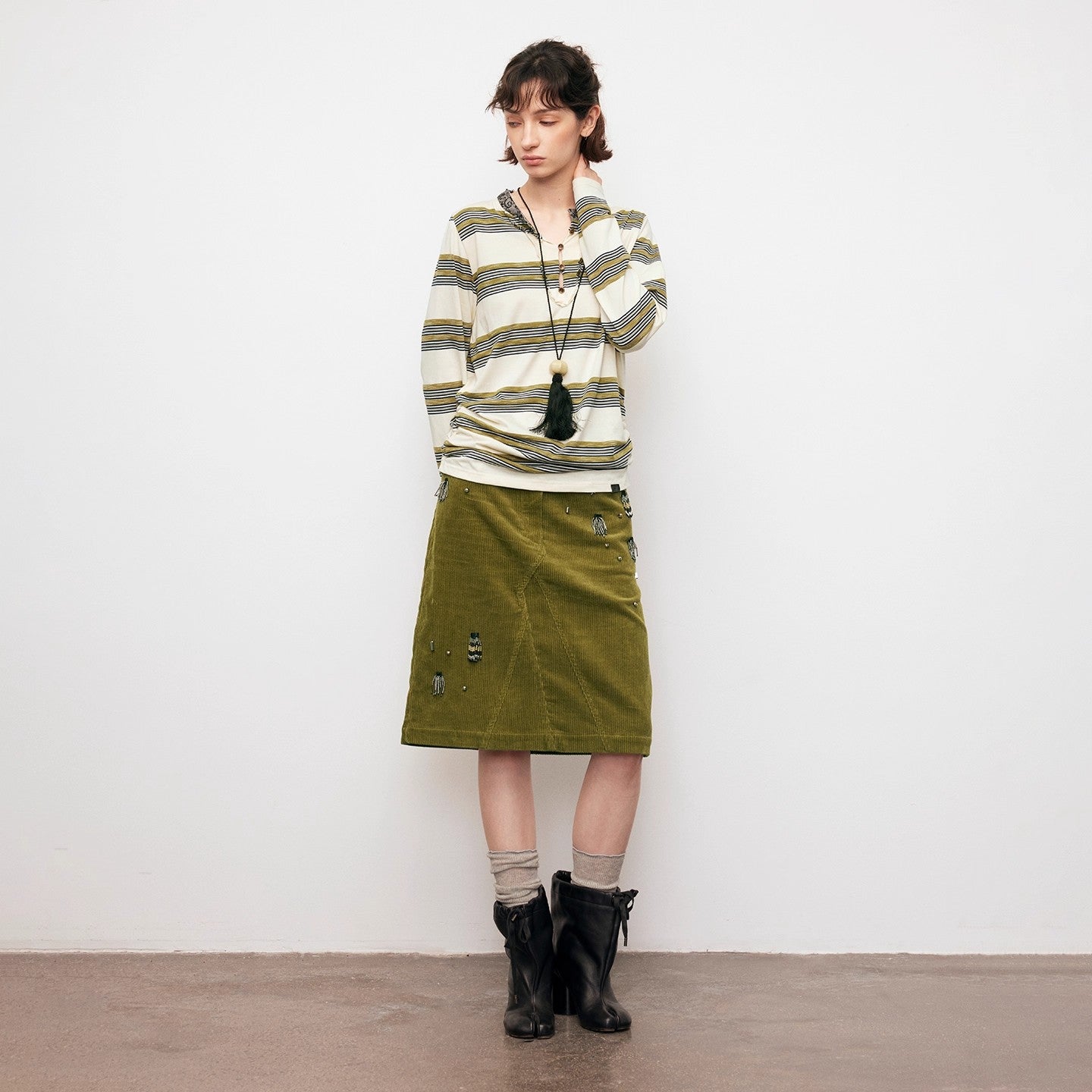 Dpercent | Striped paisley long-sleeved top