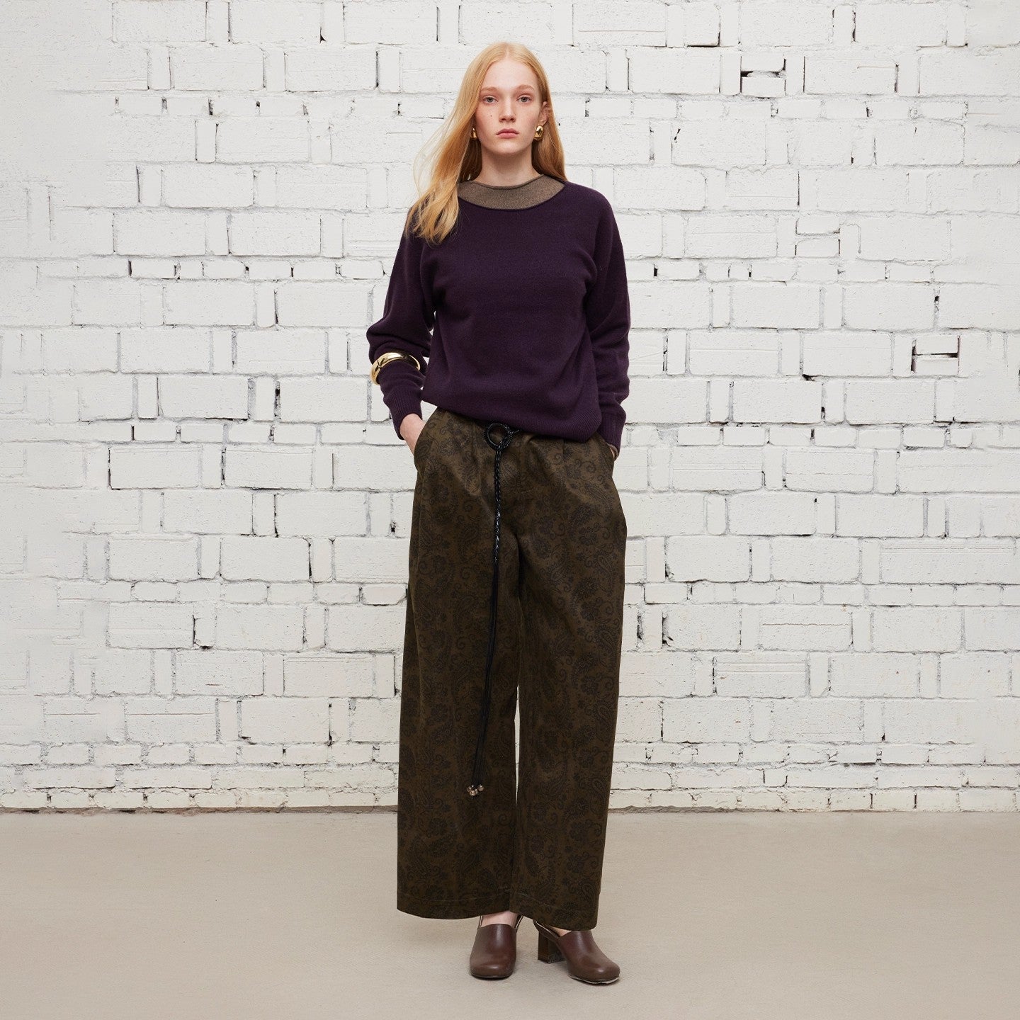 Dpercent | Suede print loose casual pants