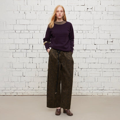 Dpercent | Suede print loose casual pants