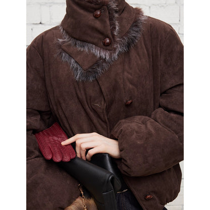 Dpercent | Suede short padded jacket