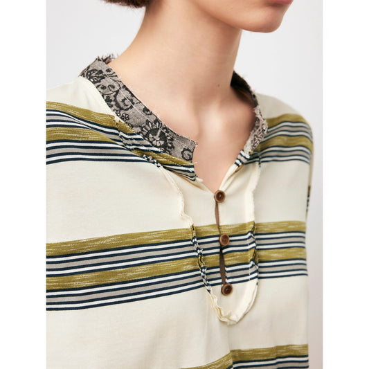 Dpercent | Striped paisley long-sleeved top