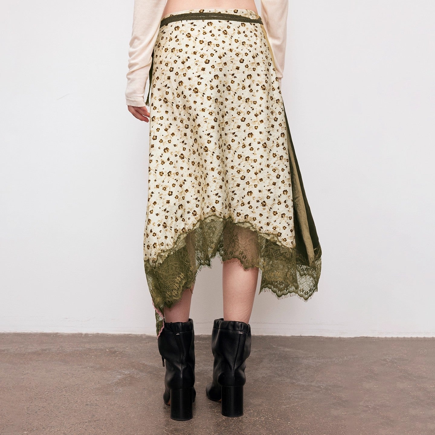 Dpercent | Acetate Satin Mid-Length Skirt