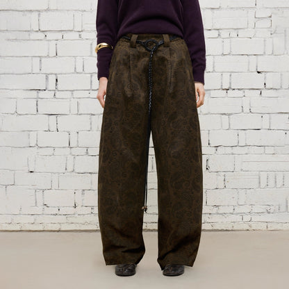 Dpercent | Suede print loose casual pants