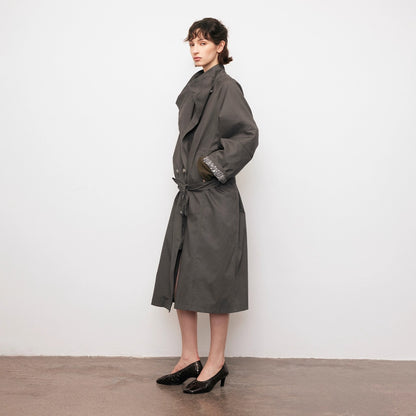 Dpercent | Stand-collar long/short trench coat