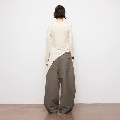 Dpercent | Solid Color Loose Trousers