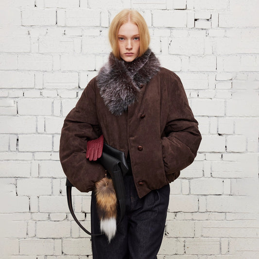 Dpercent | Suede short padded jacket