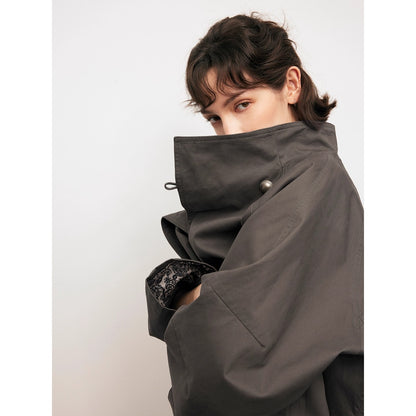 Dpercent | Stand-collar long/short trench coat