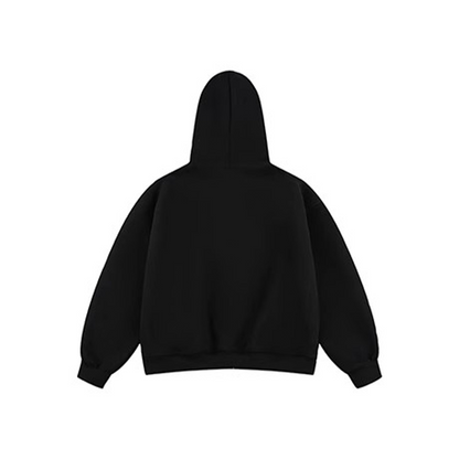 JIAFEIDAI-'Black Hair' Striped Girlish Chain Letter Print Hooded Sweatshirt