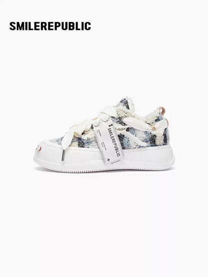 SMILEREPUBLIC | Wool low-top open-toe canvas shoes