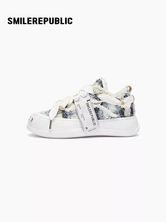 SMILEREPUBLIC | Wool low-top open-toe canvas shoes