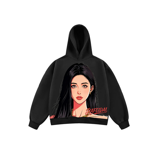 JIAFEIDAI-'FEI DAI' Twin Cats Black and White Illustration Hoodie