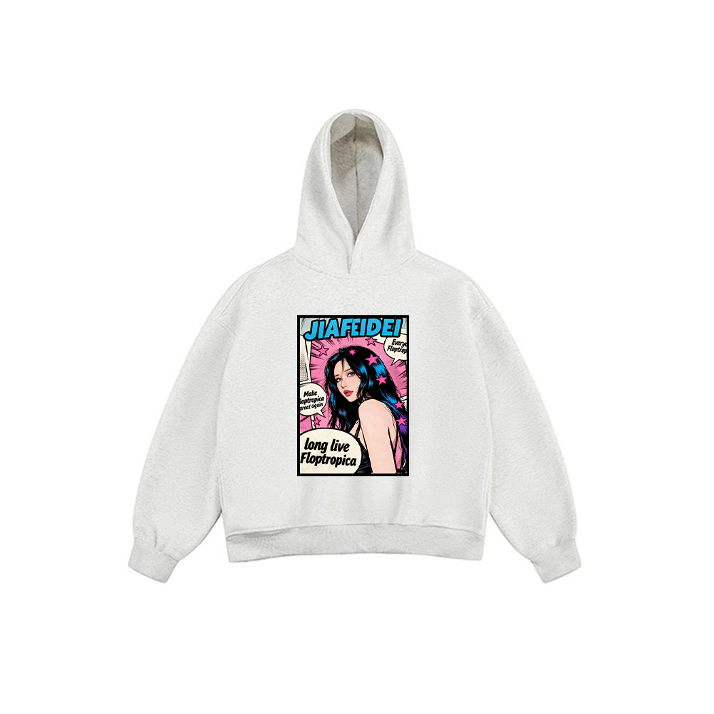 JIAFEIDEI - Comic Style Graphic Hoodie (Long Live Floptropica)