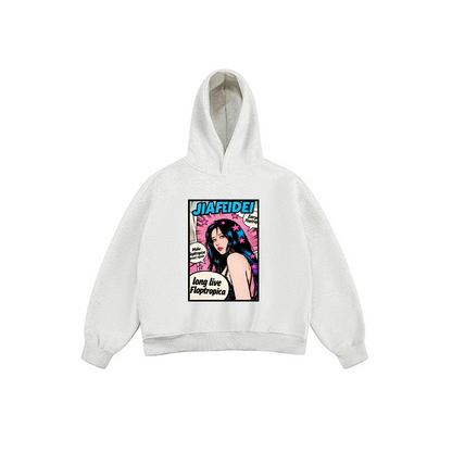JIAFEIDEI - Comic Style Graphic Hoodie (Long Live Floptropica)