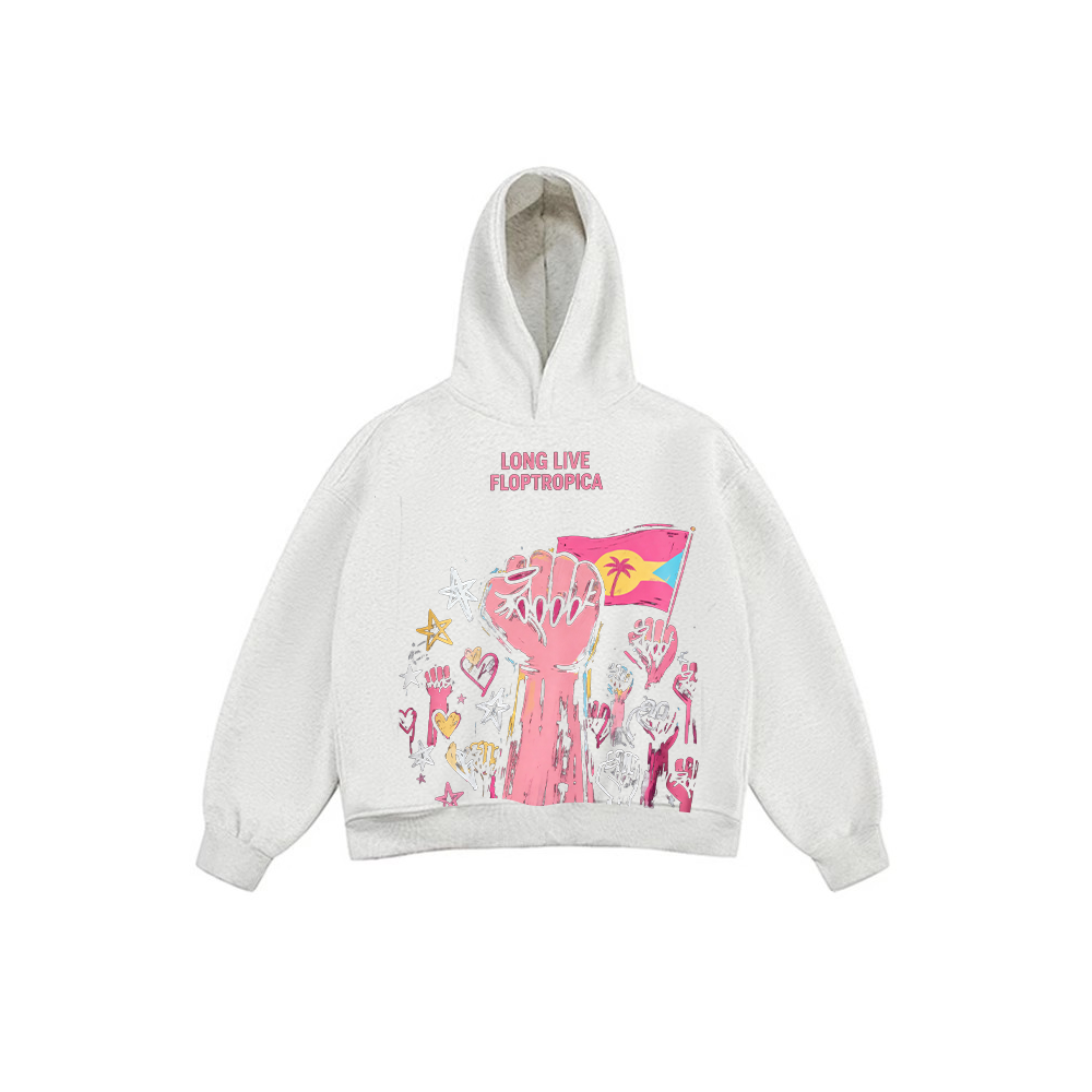 JIAFEIDAI - Long Live Floptropica Flag & Hands Graphic Hoodie