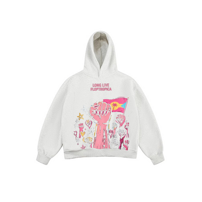 JIAFEIDAI - Long Live Floptropica Flag & Hands Graphic Hoodie