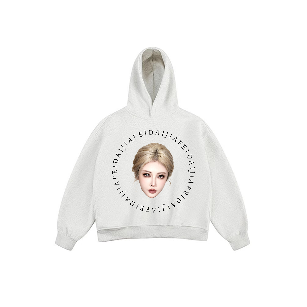 JIAFEIDAI - Circular Text Blonde Portrait Hoodie