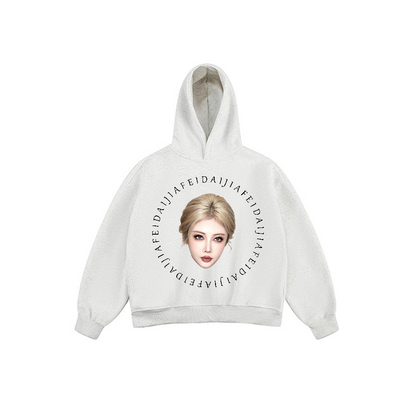 JIAFEIDAI - Circular Text Blonde Portrait Hoodie
