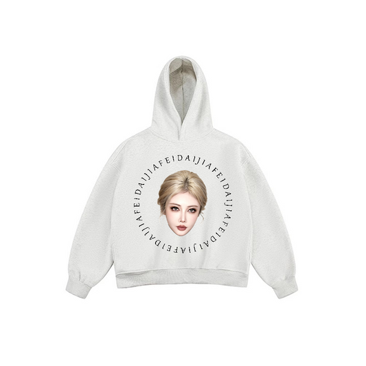 JIAFEIDAI - Circular Text Blonde Portrait Hoodie