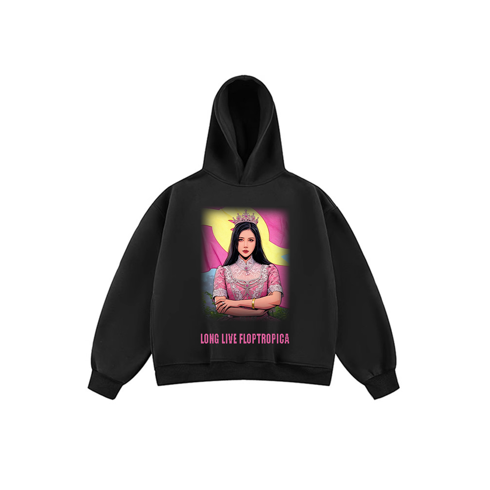 JIAFEIDAI 'Long Live Floptropica' Crown Girl Flag Print Hoodie