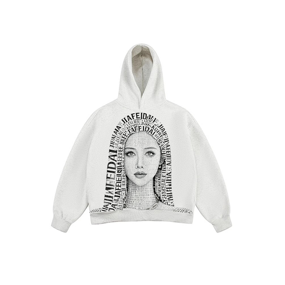 JIAFEIDAI - Text Portrait Typography Hoodie
