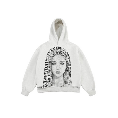 JIAFEIDAI - Text Portrait Typography Hoodie