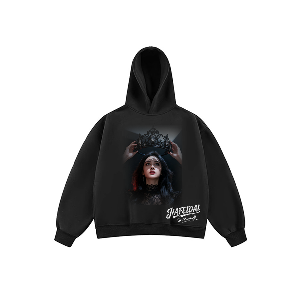JIAFEIDAI-'Crown' Dark-themed Crown Print Hoodie