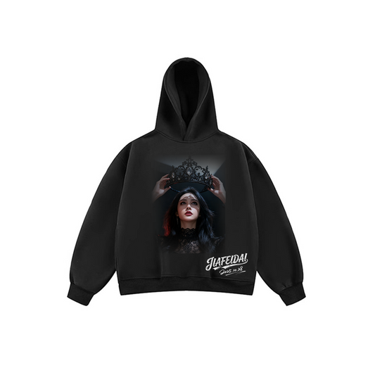 JIAFEIDAI-'Crown' Dark-themed Crown Print Hoodie