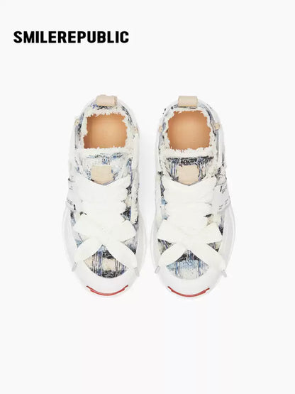 SMILEREPUBLIC | Wool low-top open-toe canvas shoes