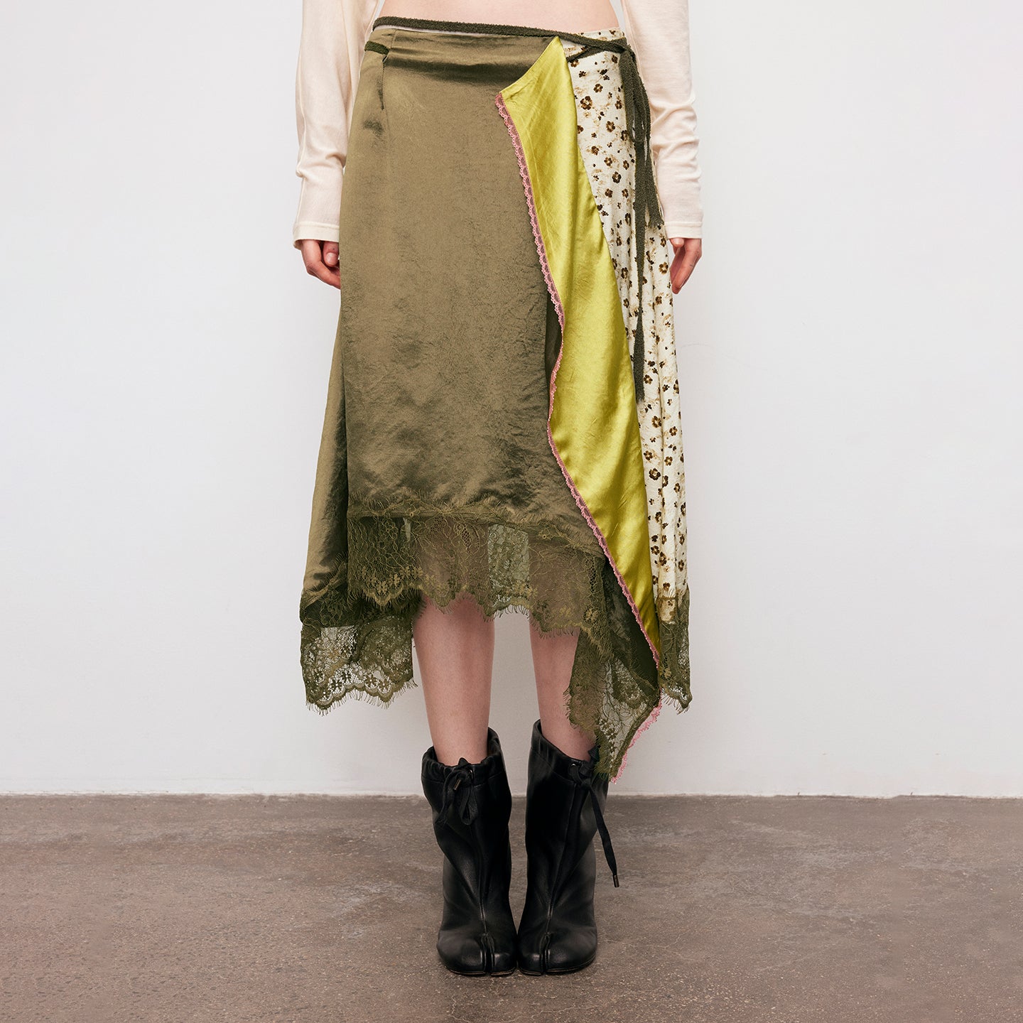 Dpercent | Acetate Satin Mid-Length Skirt