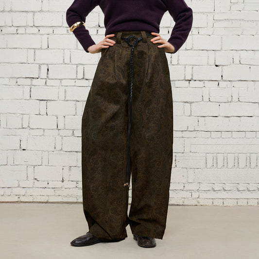 Dpercent | Suede print loose casual pants