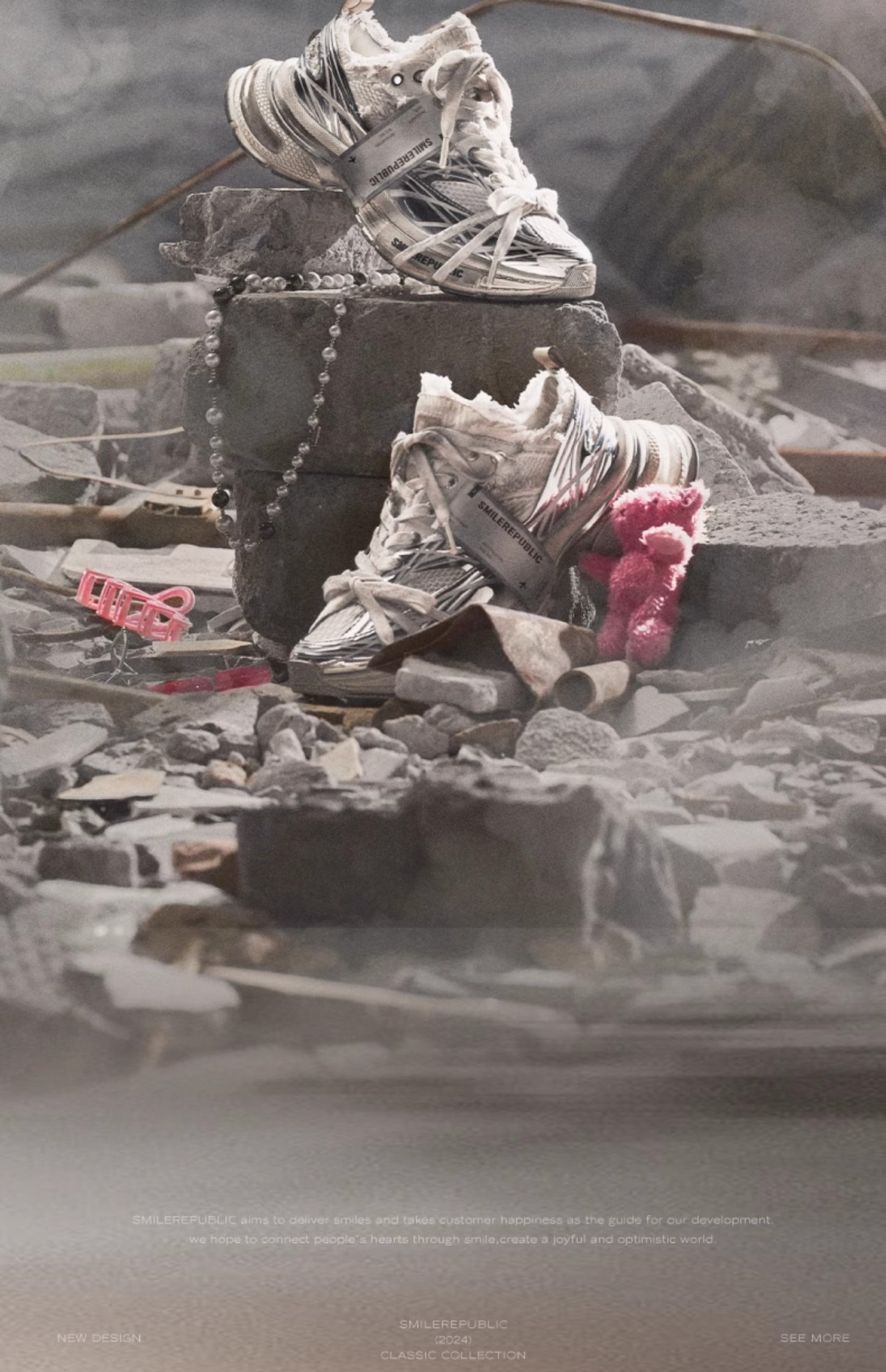 SMILEREPUBLIC | Silver-white chunky sneakers Skyline series