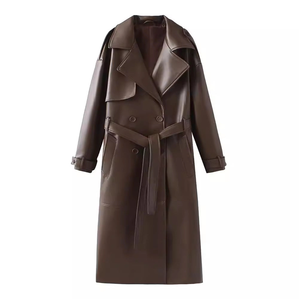 Featured image for 'Women's Faux Leather Jacket Chic Casual Style with Buckle Closure & Lace-Up Detail'