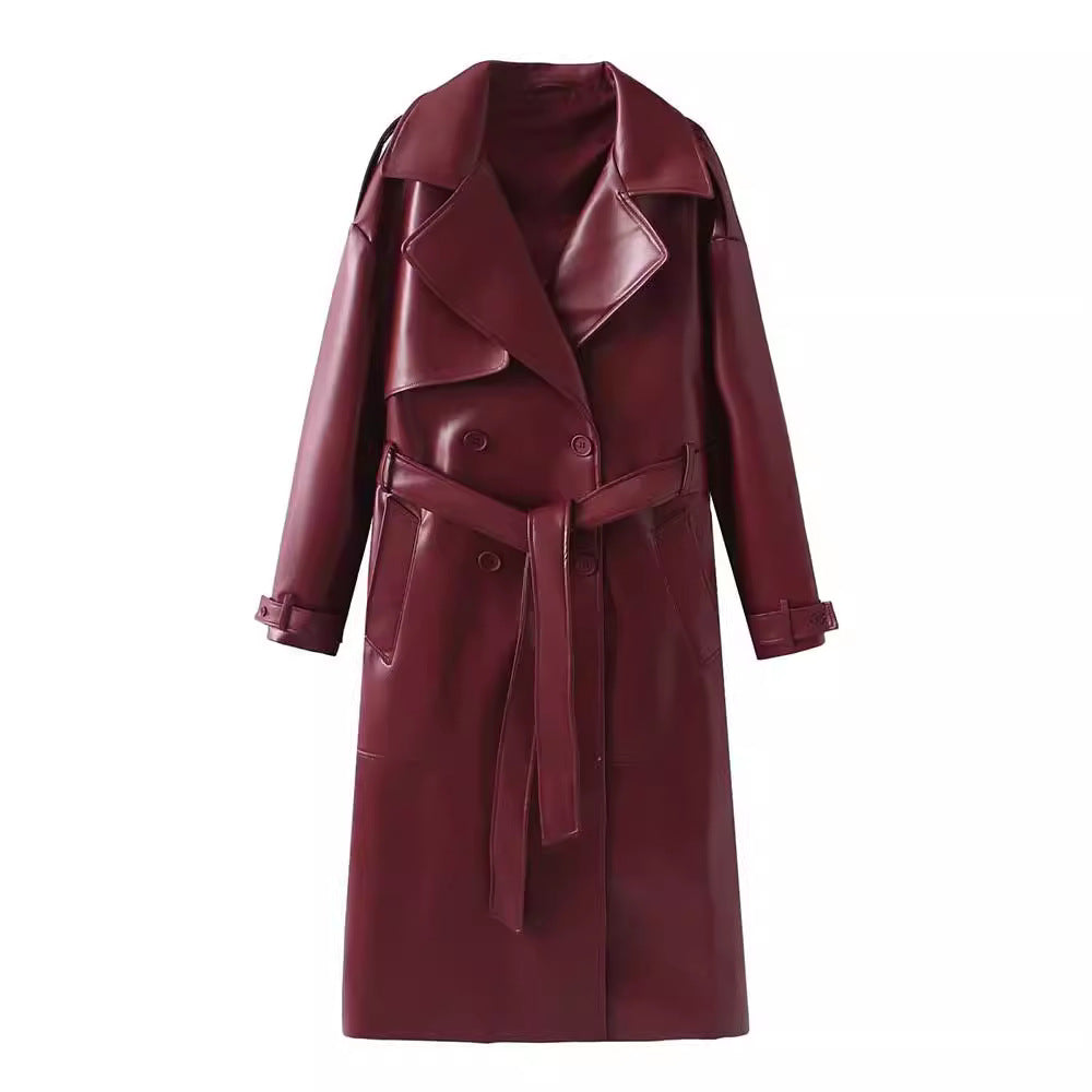 Featured image for 'Women's Faux Leather Jacket Chic Casual Style with Buckle Closure & Lace-Up Detail'