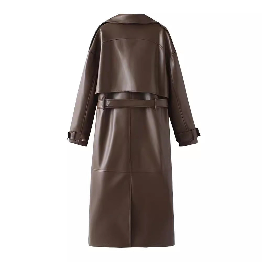 Featured image for 'Women's Faux Leather Jacket Chic Casual Style with Buckle Closure & Lace-Up Detail'