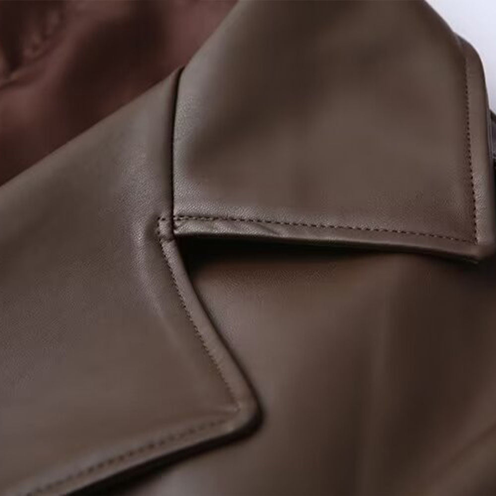 Featured image for 'Women's Faux Leather Jacket Chic Casual Style with Buckle Closure & Lace-Up Detail'