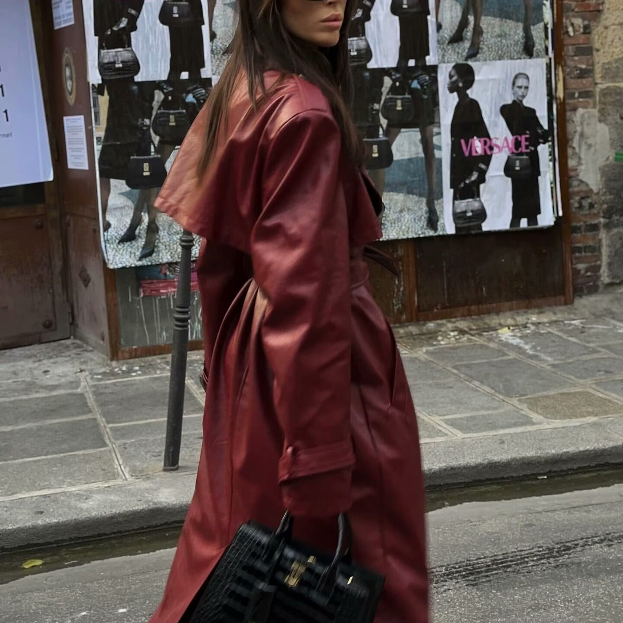 Featured image for 'Women's Plus Size Long Leather Trench Coat Elegant and Casual PU Windbreaker Jacket'